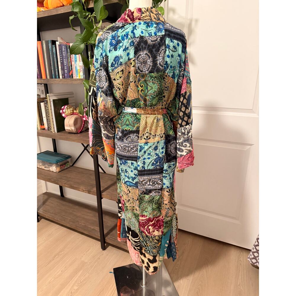 NWT- Earthbound Multi-Patterned Patchwork Kimono Robe - Picture 7 of 8